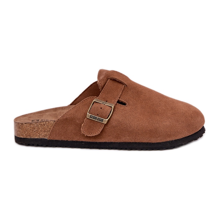 Flip en daim féminin -flops avec Big Star RR274A387 Brown Buckle brun