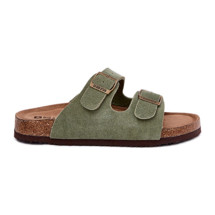 Les tongs en daim féminins avec Big Star RR274A393 Pinces vertes