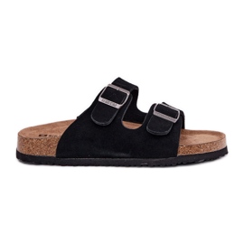 Les tongs en daim féminins avec Big Star RR274A390 Boucles noires