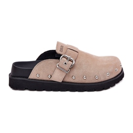 Suede Flip -Flops Clogs pour femmes sur la plate-forme Big Star RR274A376 Beige Suede Flip -Flops Clogs pour femmes sur la plate-forme Big Star RR274A376 Beige