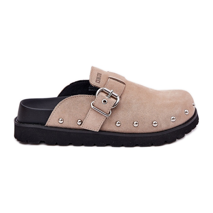 Suede Flip -Flops Clogs pour femmes sur la plate-forme Big Star RR274A376 Beige