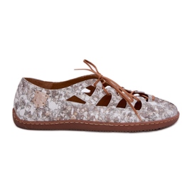 Ballerines en cuir avec Maciejka découpée 06835-25 / 00-1 Gold doré