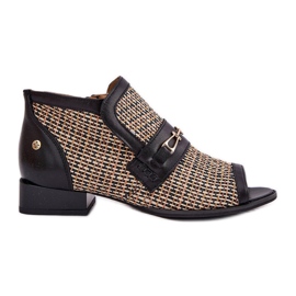 Bottes en cuir pour femmes avec doigts nus maciejka 06934-39 / 00-1 noir et beige le noir