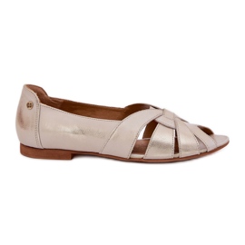 Ballerines en cuir avec doigts nus maciejka 06908-25 / 001-1 Zloty Wiped d'or