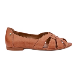 Ballerines en cuir avec doigts nus maciejka 06908-29 / 001-1 marron brun