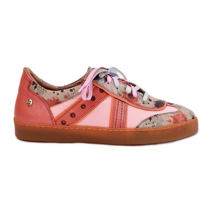 Sneakers en cuir féminin Maciejka 06840-18 Orange