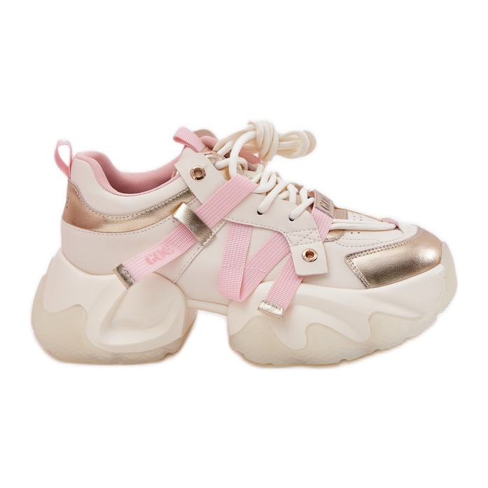 Baskets en cuir pour femmes sur une semelle massive Goe RR2N4031 beige