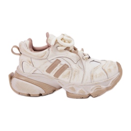 GOE Baskets en cuir féminin Go RR2N4037 beige GOE Baskets en cuir féminin Go RR2N4037 beige