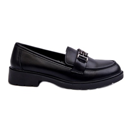 S.Barski Les mocassins de l'éco-cuir des femmes avec un ornement de S. barski Hy372 Black le noir
