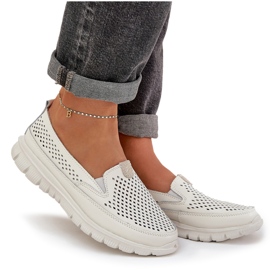 Evento Mocassins ouverts en cuir léger 24pb18-6870 blanc