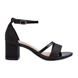 Vinceza Sandales scintillantes pour femmes 20244 sur un pilier bas noir le noir