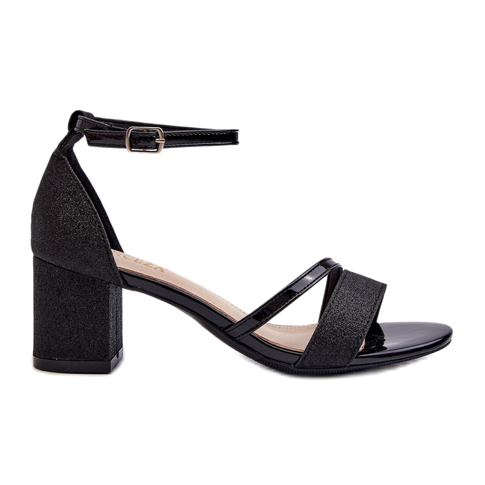 Vinceza Sandales scintillantes pour femmes 20244 sur un pilier bas noir le noir