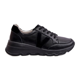 Vinceza 7918 Chaussures de sport en cuir pour femme Noir