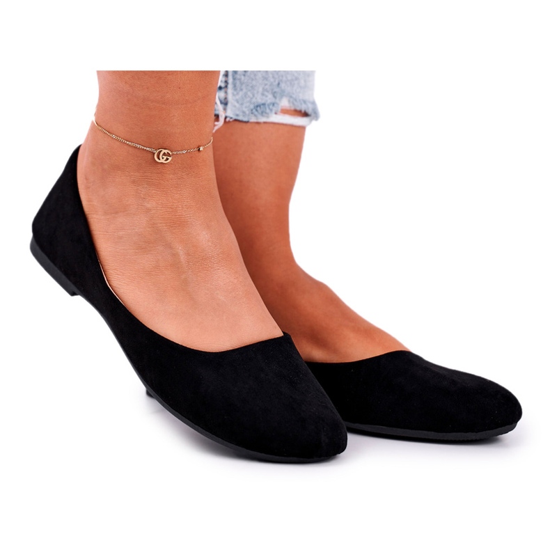 Evento Ballerines en daim féminin 9BL02-1031 INSERT DE SOME INSEUX DE TROUVE le noir