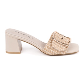 Goodin Pantoufles beige tweed sur le post