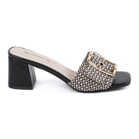 Goodin Pantoufles en noir et blanc en tweed sur le poteau