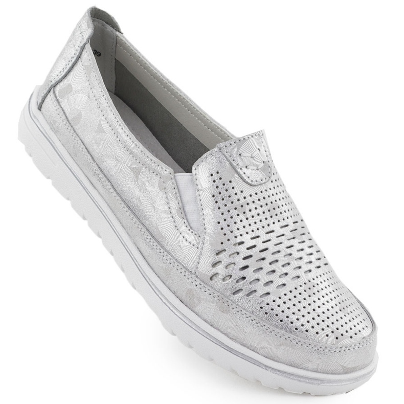 Evento Chaussures en cuir pour femmes Openwork Silver Event 1653 argent
