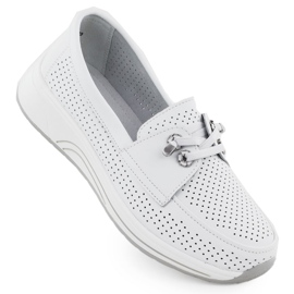 Chaussures en cuir ouverte pour femmes White Artiker 56C2101 blanc