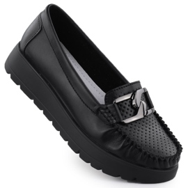Mocassins en cuir sur une semelle épaisse noire Filippo 6827 le noir