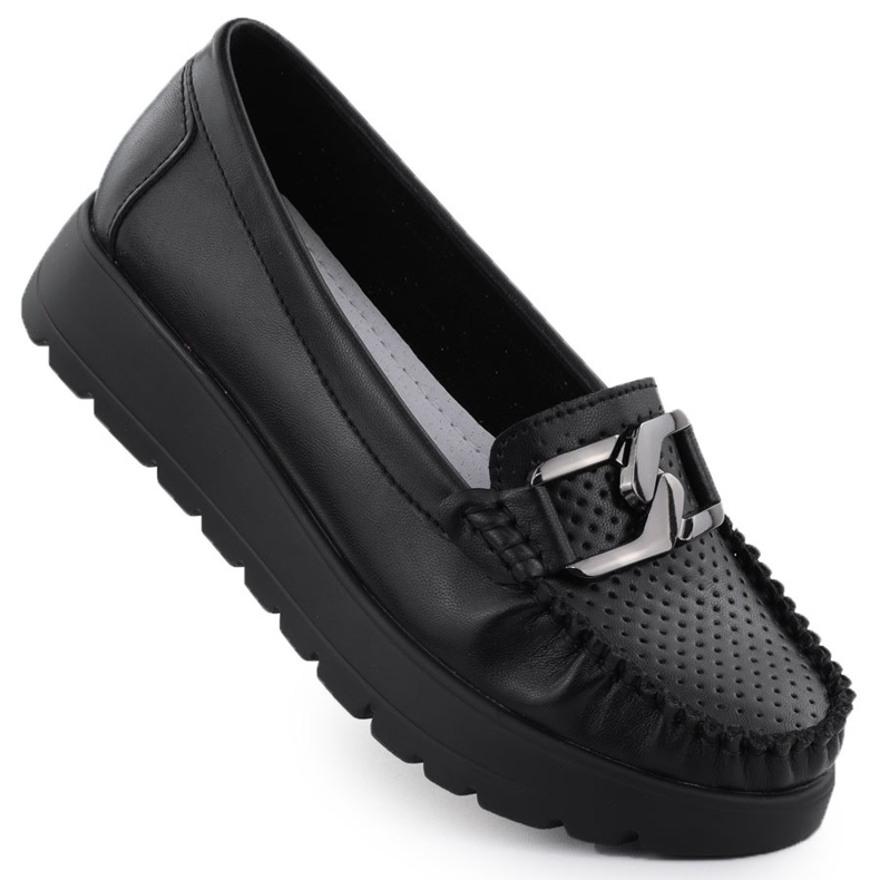 Mocassins en cuir sur une semelle épaisse noire Filippo 6827 le noir