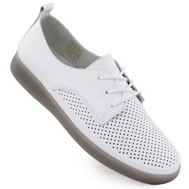 Chaussures en cuir pour femmes Openwork Lace - Up White Filippo 6788 blanc