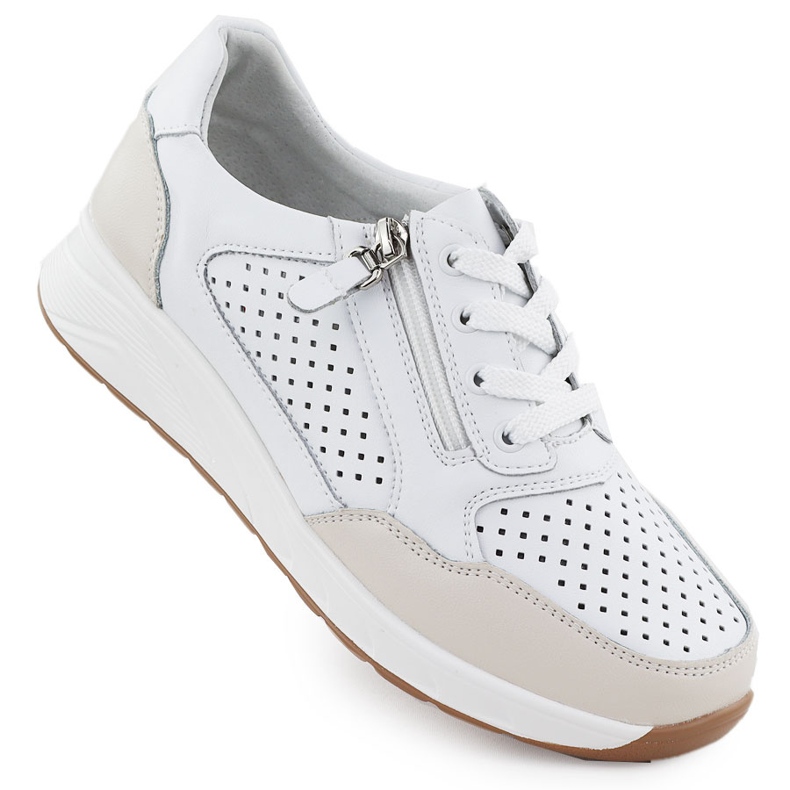 Sneakers en cuir ouvert sur le curseur White Artiker 56C1673 blanche