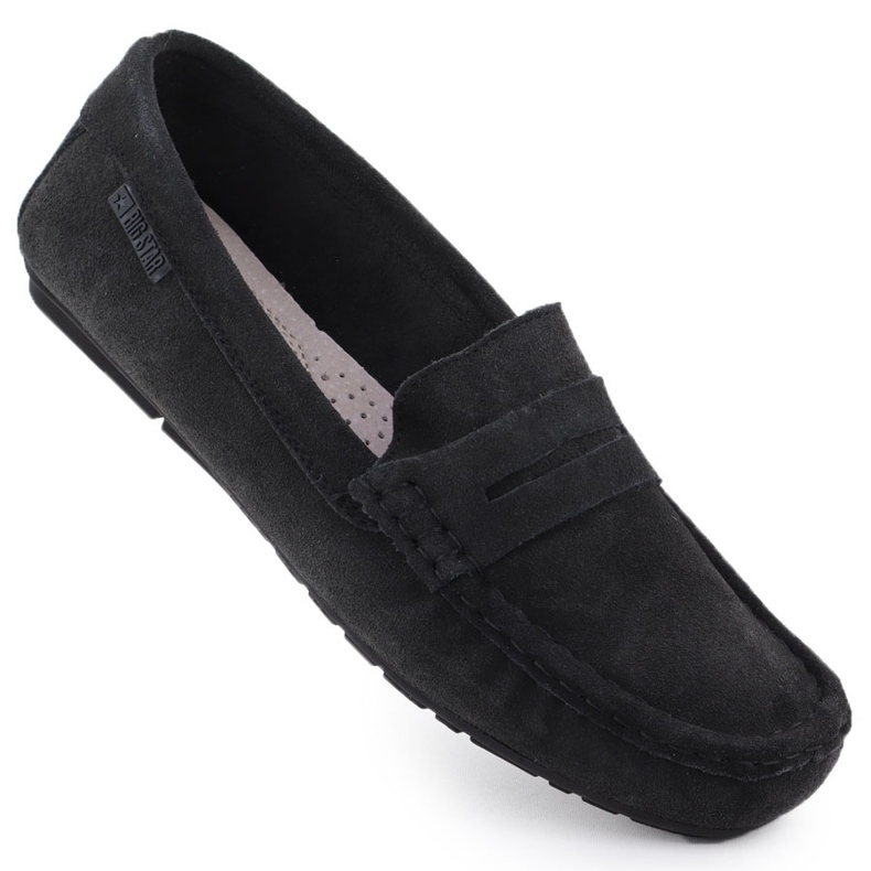 Mocassins en cuir féminin noir Big Star RR274948 le noir
