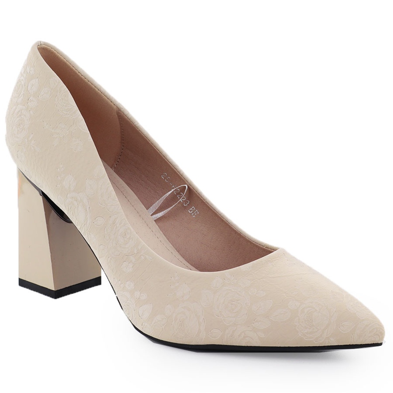 Pompes pour femmes avec des fleurs sur le poteau beige Vinceza 62223