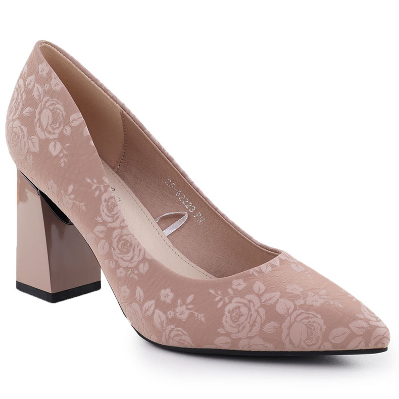Pompes pour femmes avec des fleurs sur le pilier rose rose Vinceza 62223