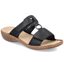 Les tongs pour femmes pour Velcro Black Rieker 60885-00 noir