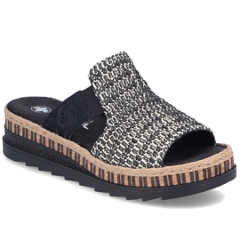 Cuir femme en cuir coins en cuir noir Rieker V7953-00