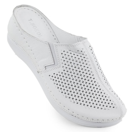 Slippers en cuir pour femmes construites Openwork White T.Sokolski L25-164 blanc