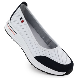 Ballerines en cuir OpenWork sur la plate-forme White Filippo 6134 blanc