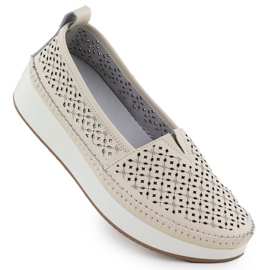 Chaussures en cuir OpenWork sur la plate-forme beige Filippo 4555 Chaussures en cuir OpenWork sur la plate-forme beige Filippo 4555