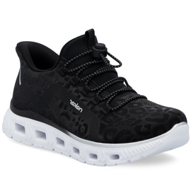 Chaussures de sport pour femmes en léopard Rieker M6066-01 noir