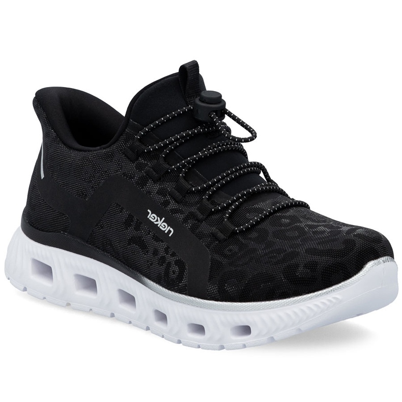 Chaussures de sport pour femmes en léopard Rieker M6066-01 le noir