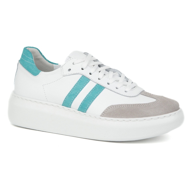 Sneakers en cuir féminin sur la plate-forme blanche Olivier N1068S5