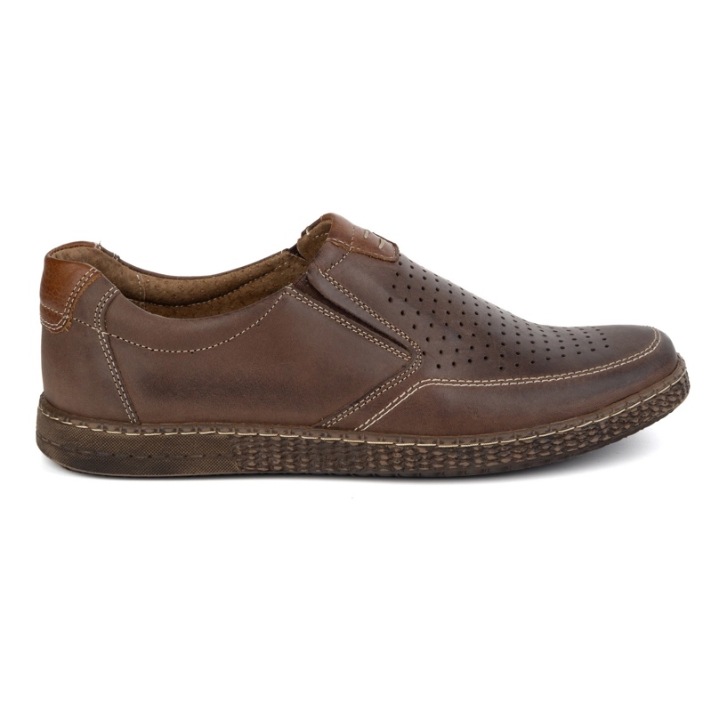 KOMODO Chaussures en cuir masculin Openwork 854 / l / 2 marron brun