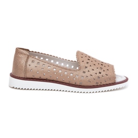 S.Barski Ballerines de travail en cuir avec des doigts nus S. Barski LR51-922 Gold doré