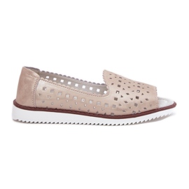 S.Barski Ballerines de travail en cuir avec des doigts nus S. Barski LR51-922 Beige S.Barski Ballerines de travail en cuir avec des doigts nus S. Barski LR51-922 Beige