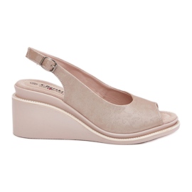 S.Barski Sandales en cuir pour femmes sur le coin S. Barski LR51-539 PLN doré