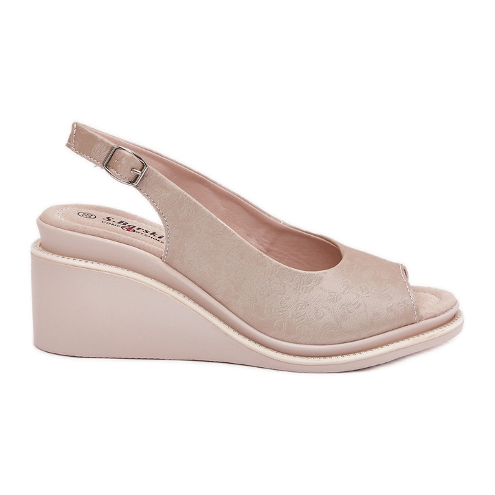 S.Barski Sandales en cuir pour femmes sur le coin S. Barski LR51-539 PLN d'or S.Barski Sandales en cuir pour femmes sur le coin S. Barski LR51-539 PLN d'or