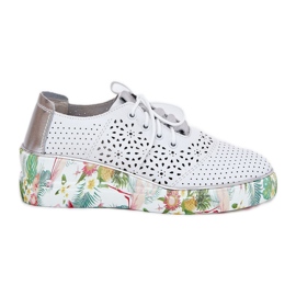 Chaussures en cuir pour femmes Artiker 56C1799 Blanc et argent