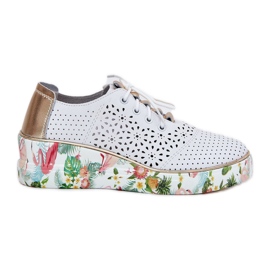 Chaussures en cuir pour femmes pour Artiker 56C1800 blanc et or