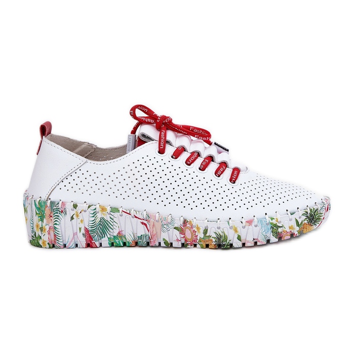Chaussures en cuir sur la plate-forme à motifs Artiker 54C1567 Blanc et rouge blanche