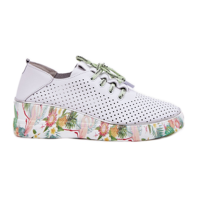 Chaussures en cuir avec motif artiker 54c1807 blanc et vert blanche