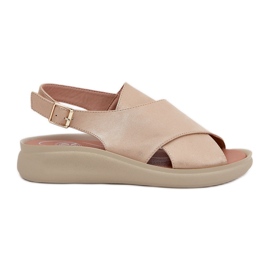 Jezzi Sandales féminines avec du cuir éco doré