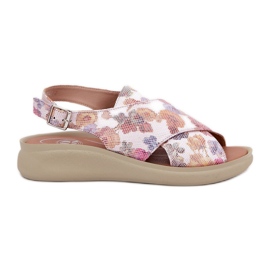 Jezzi Sandales féminines avec cuir écologique avec des fleurs multicolores