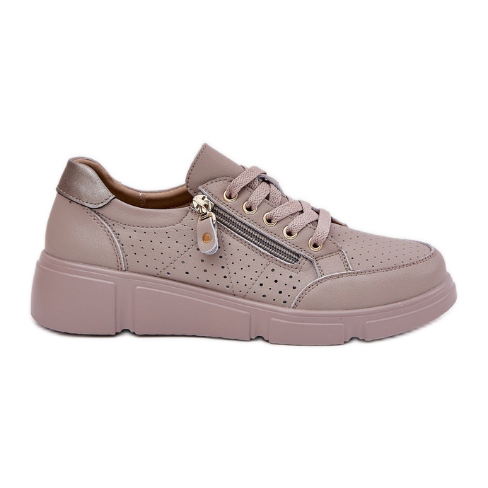 Vinceza Sneakers Chaussures de sport en cuir sur la plate-forme avec le château de Vincez 88019 beige foncé
