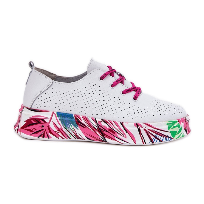 Baskets en cuir pour femmes sur une plate-forme blanche Vinceza 88017 à motifs
